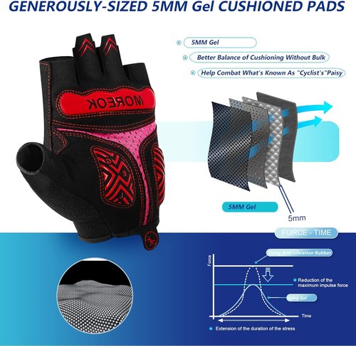 BIKINGMOREOK Mountain Bike Cycling Gloves for Men Women,Half Finger Workout Sports Road Biking Bicycle Gloves with 5MM Anti-Slip Gel Pads