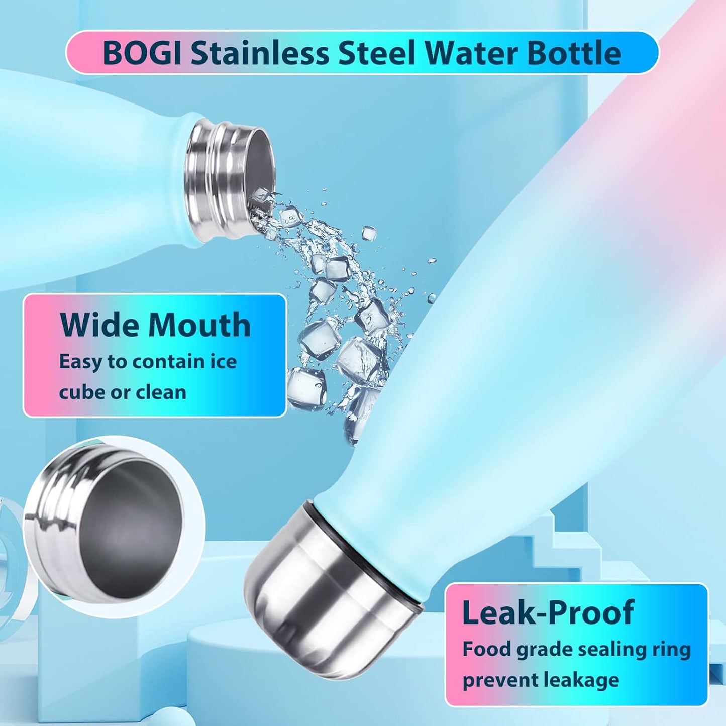 17oz Insulated Stainless Steel Water Bottle | Leak-Proof | Hot Pink for Outdoor Sports