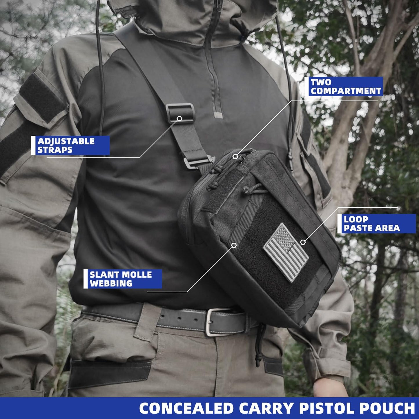 AMYIPO Tactical Chest Sling Pistol Bag for Men, Handgun Pouch Concealed Carry Military with Universal Pistol Holster Shoulder Bag