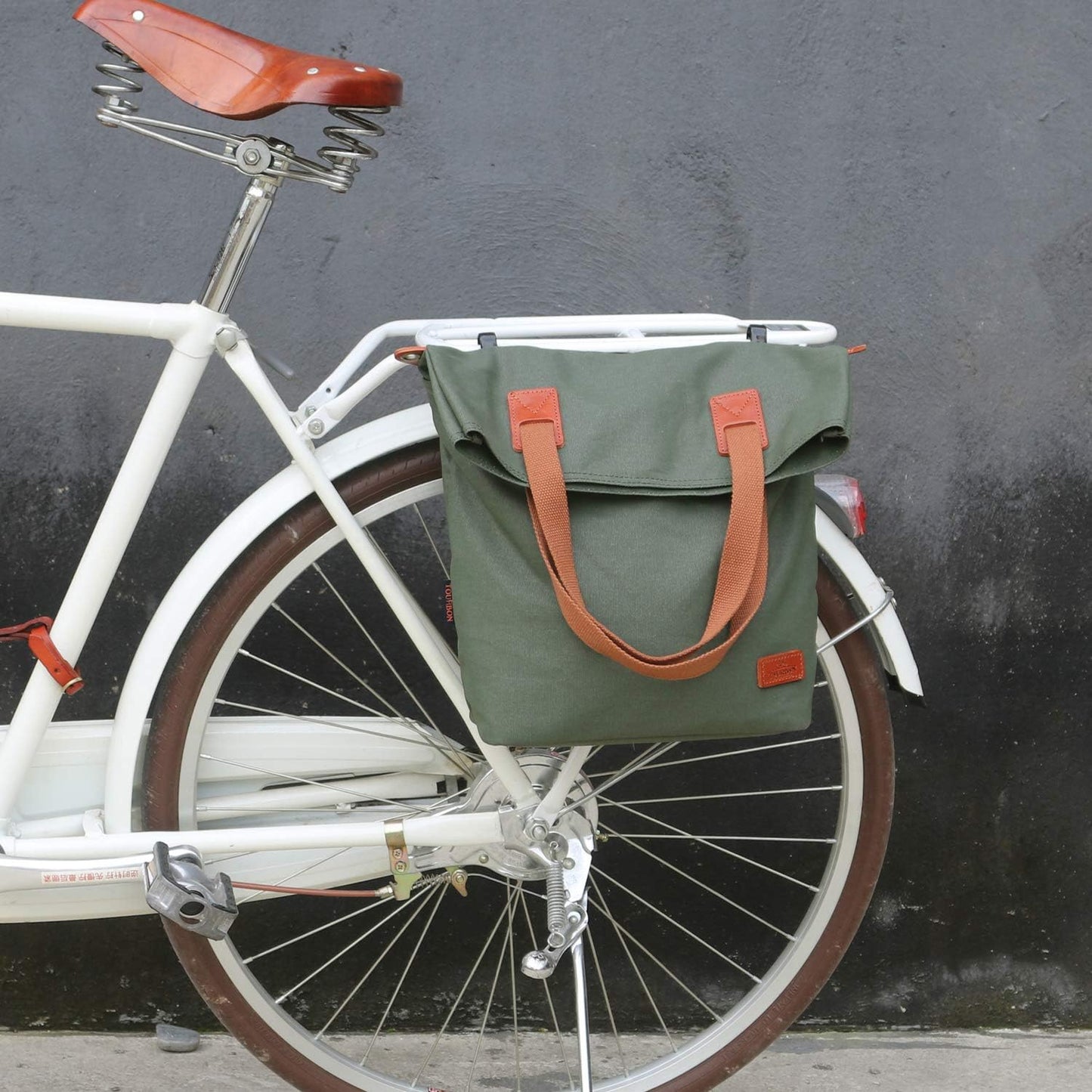 TOURBON Canvas Clip-On Quick-Release Bike Panniers Women's Shoulder Tote Bag