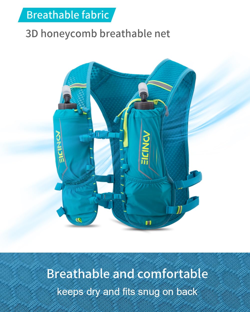 AONIJIE Trail Running Vest for Women Men, Fit for 6.8 inches Phone, 5L Capacity Lightweight Hydration Pack Backpack Ideal for Marathon Training, Hiking, Biking, Trail and Walking