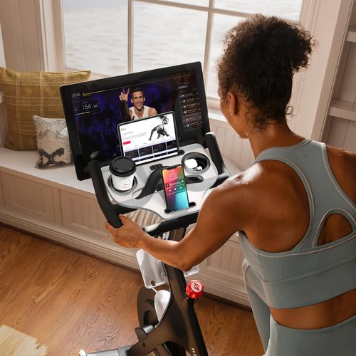 Qsxou Desk Attachment Compatible with Peloton Bike (NOT Bike+) Tray Holder for Phone, Cup, Tablet, Ergonomic Platform Tray Accessories for Peloton Spin Bikes Transparent Acrylic Material