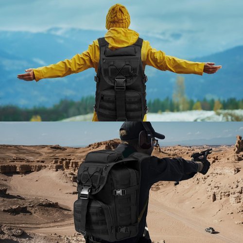 YIANTU Tactical Backpack For Men Tactical Laptop Backpack Military Backpack, 35L Capacity - Ideal For Camping, Hiking, Hunting,Travel - Fits 14" Laptop - Men's Outdoor Adventure Gear (D Black)