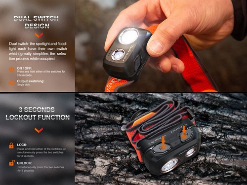 EdisonBright Fenix HL32R-T 800 Lumen spot/Flood Light Rechargeable (AAA Compatible) Lightweight headlamp, for Jogging/Camping Battery carring case