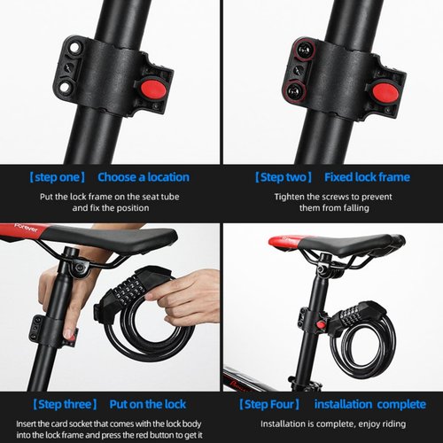 Bike Lock Cable 5 Digit Combination High Security Resettable Cable Lock Anti-Theft Accessories for Mountain Bike Road Bicycle Electric Bike Scooters