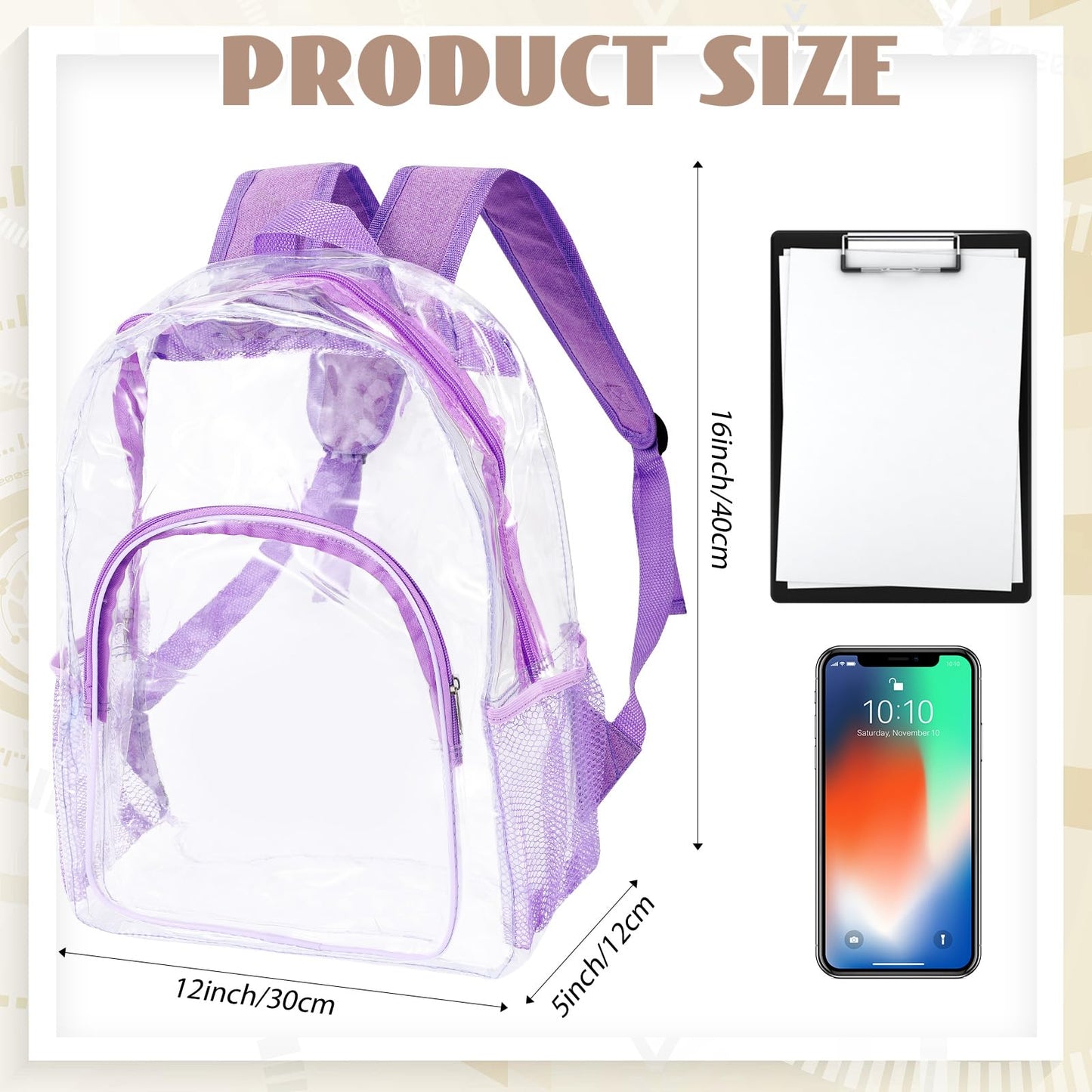 Aliceset Clear Backpack Bulk Heavy Duty Clear Bookbag 16 Transparent Waterproof Color Back Packs Donation Sports Stadium(30 Pcs)