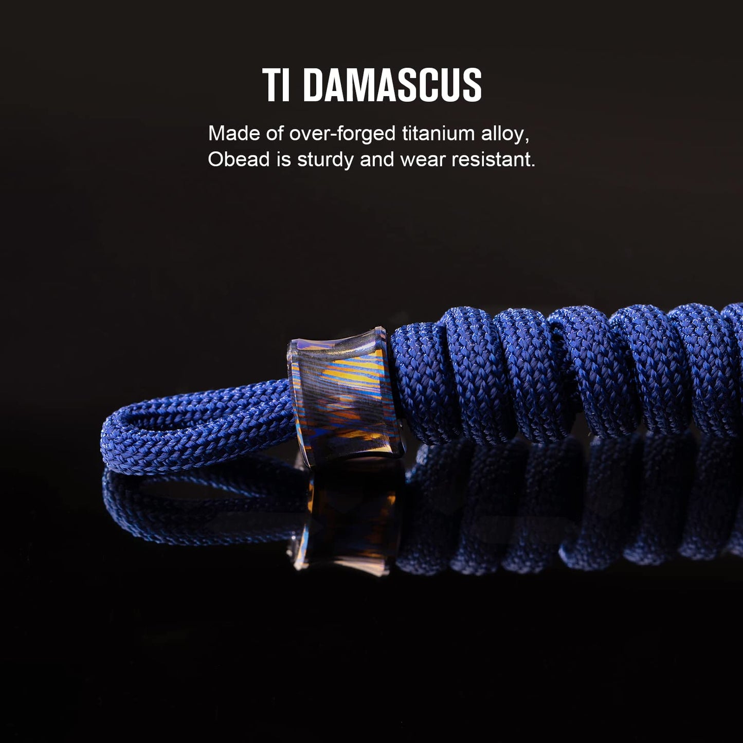 OKNIFE Titanium Alloy Damascus Bead with Lanyard, Compact and Lightweight EDC Bead for Knife, Flashlight and Other EDC Products