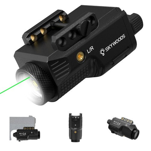 Skywoods Pistol Laser Light Combo - 800 Lumens Green Laser Beam Flashlight Combo for Glock Rifle with Picatinny 1913 Rail, Tactical Weapon Light Gun Laser and Flashlight, Rechargeable 500mAh Battery