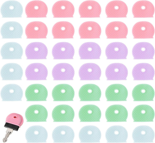 simarro 40-Pack Colored Keycap, Key Identifier Sets, Silicone Semi-Circular Identifier Covers, Suitable for Standard Regular Flat House Keys (Not Suitable for Odd-Shaped Keys), 4 Colors Available