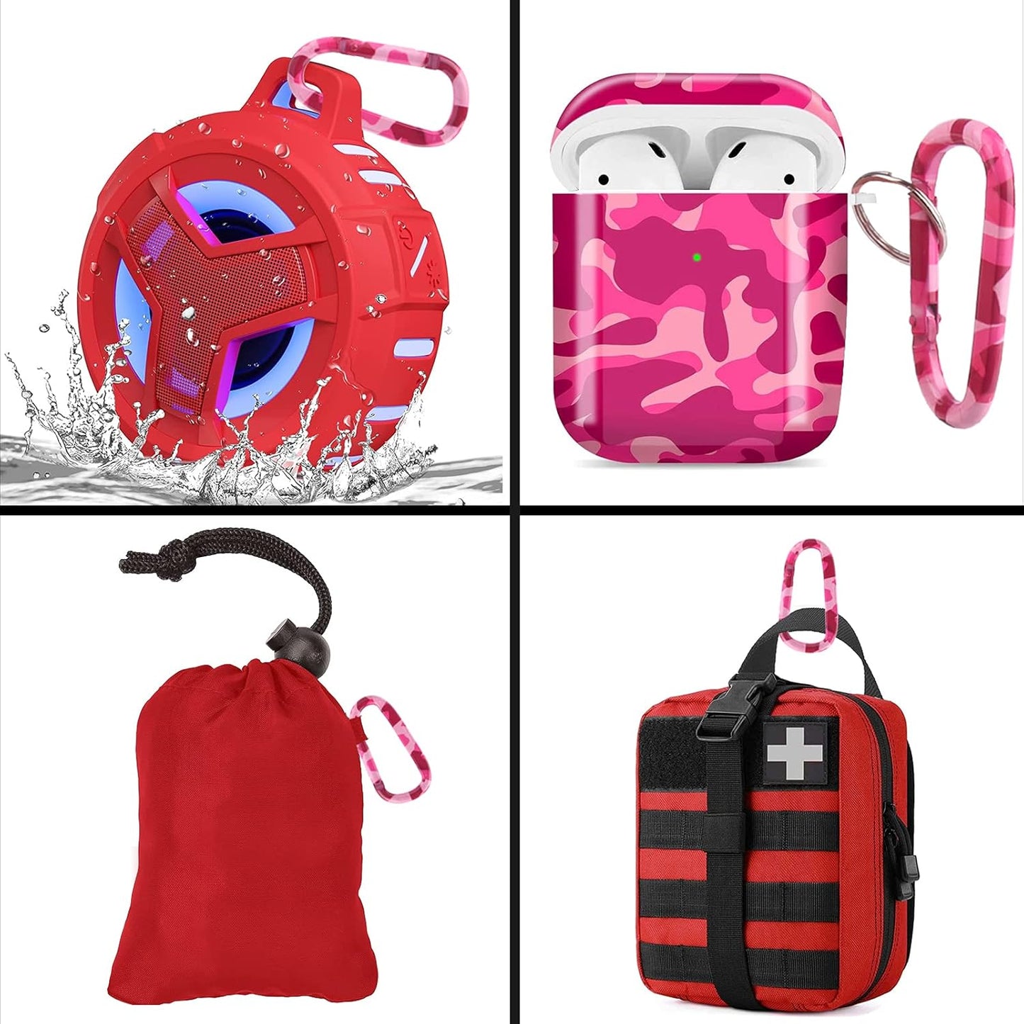 6PCS Black Carabiner Caribeaner Clip,3" Large Aluminum D Ring Shape Carabeaner with 6PCS Keyring Keychain Hook…