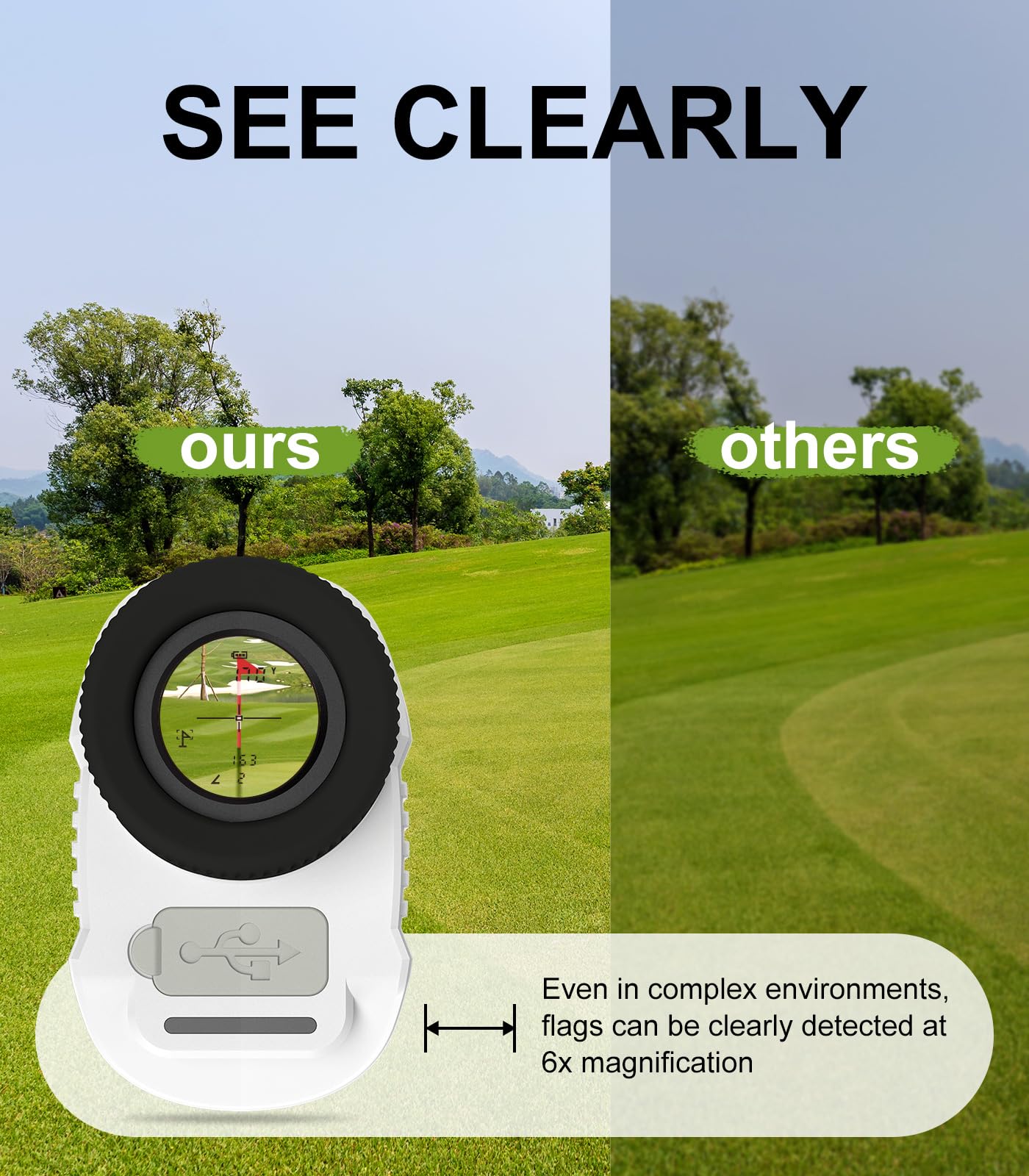 Flagfront Range Finder Golf Rangefinder with Slope,1100 Yards Golf Range Finder Magnetic, 6X Magnification with Flag Pole Lock Vibration for Golf Course