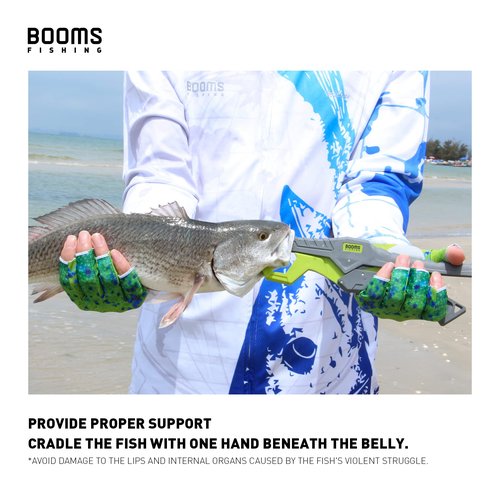 Booms Fishing Gear and Equipment: 6pcs Fishing Tools Kit with Needle Nose Pliers, Fish Gripper, Scissors, 24" Ruler, Retractor & lanyard - Saltwater Fishing Tackle Accessories Gifts for Men, TK1 Green