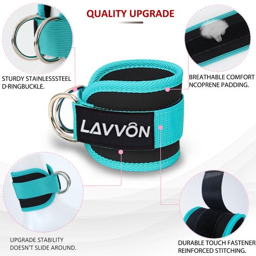 Squat Pad Set - Foam Barbell Pad for Squats Cushion, Lunges & Bar Padding for Hip Thrusts - Standard Weight Bar Pad - With Ankle Straps, Wrist Straps for Weightlifting (Mint)