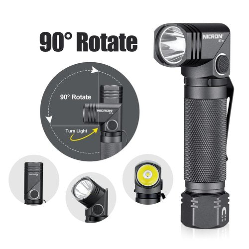 COSMOING 1300 Lumens Rechargeable Magnetic Flashlight, 6 Modes LED 90 Degree Flashlight Twist IP65 Waterproof High Bright EDC Pocket Torch, Tactical Flashlight for Camping, Emergency, Repair, Outdoor