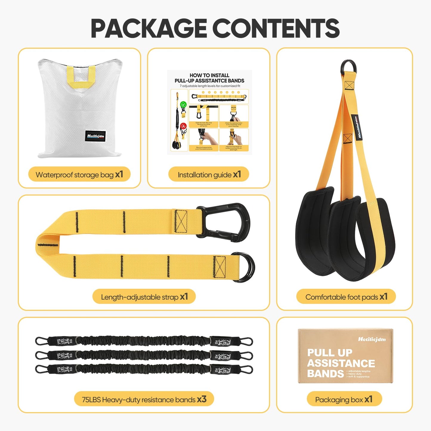 Adjustable Pull Up Assistance Bands with Fabric Feet Mats for Strength Training, Pull-Up Bar Workouts, and Resistance Training