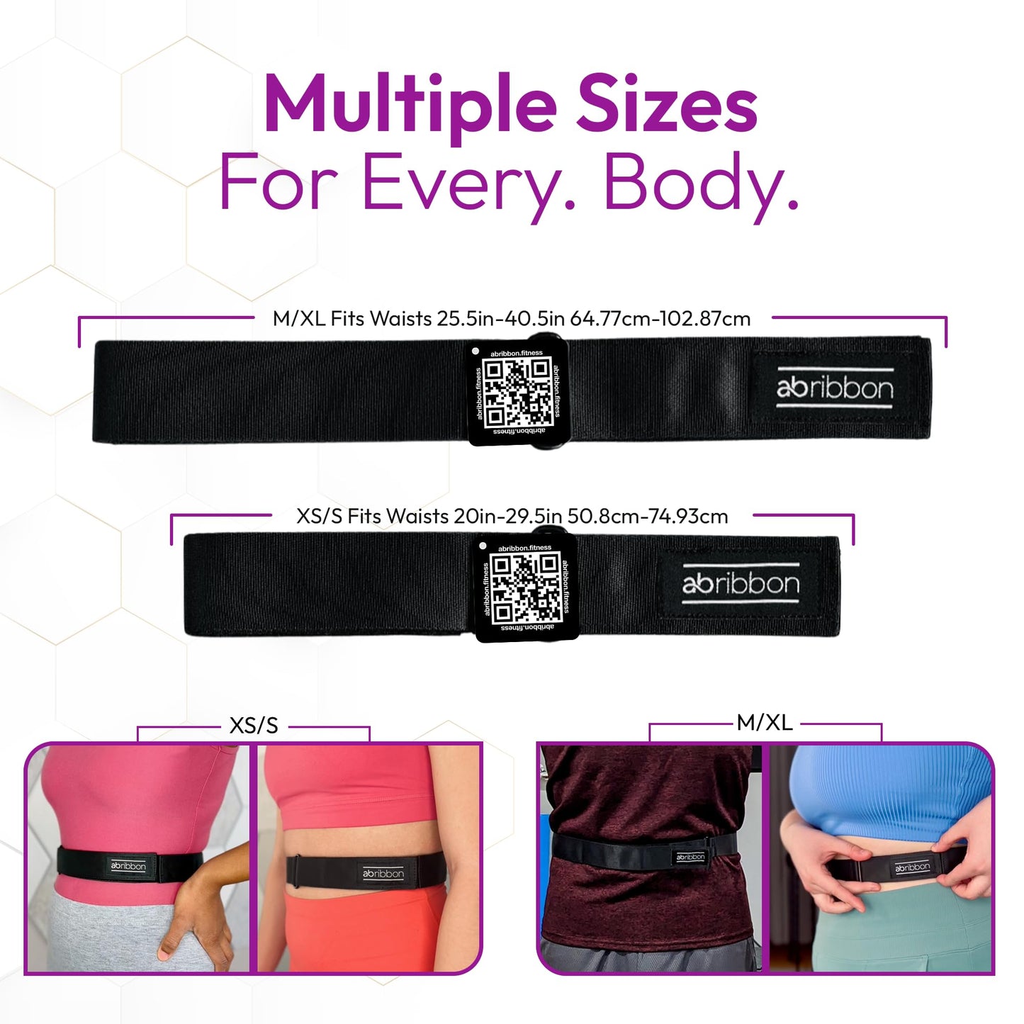 Ab-Ribbon by HYPOXiX Fitness, Abdominal Mirror Sensory Belt for Pilates Barre Yoga Breathography Technique Breathwork and Physical Therapy, (M-XL) Fits Waists 25.5in - 40.5in 64.77cm -102.87cm