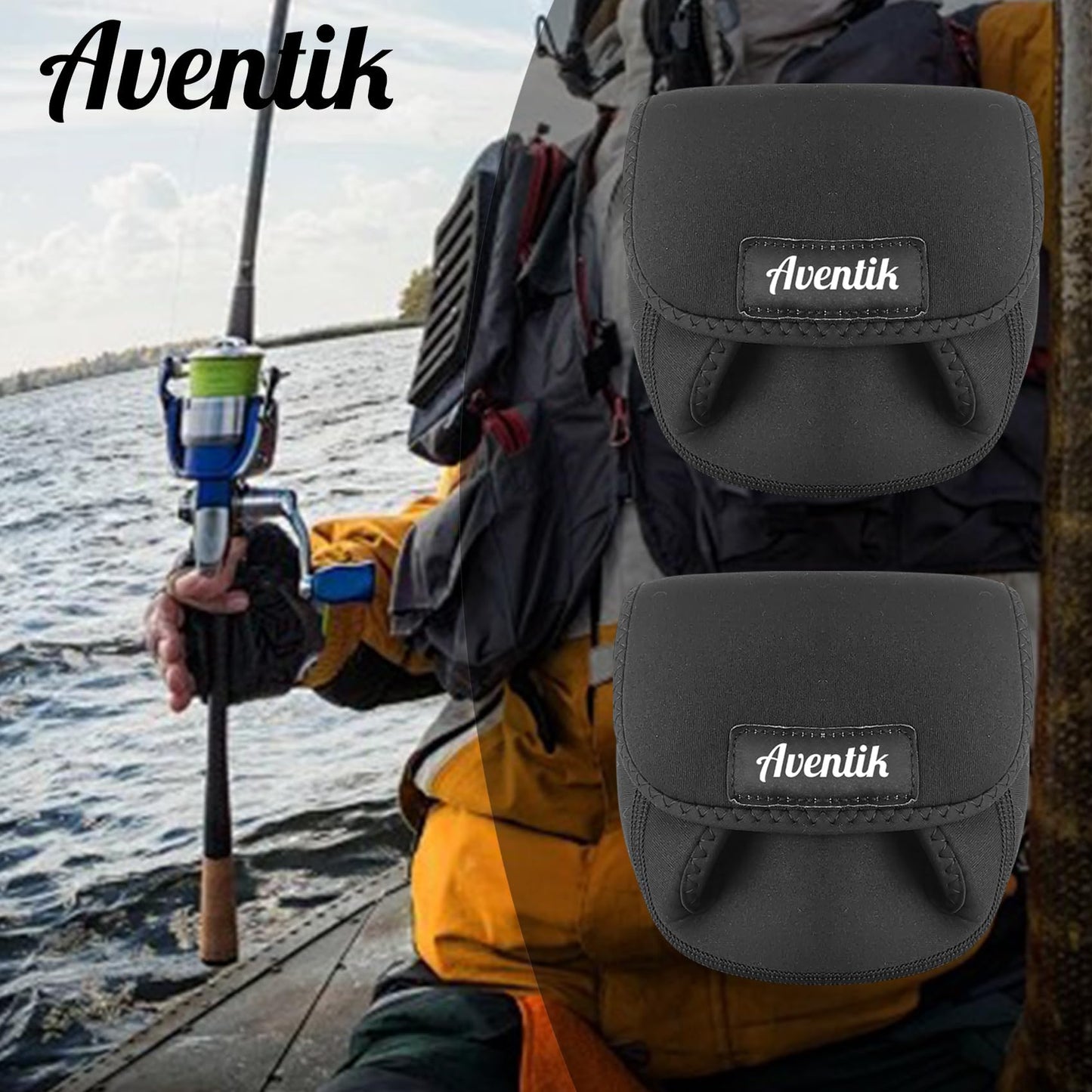 Aventik Spinning Reel Cover Storage Baitcasting Trolling Fishing Reel Protective Case Pouch Sleeve Gloves Fishing Bags Fits 1000-6000 Series(M(2000-4000reels)-3PACK)