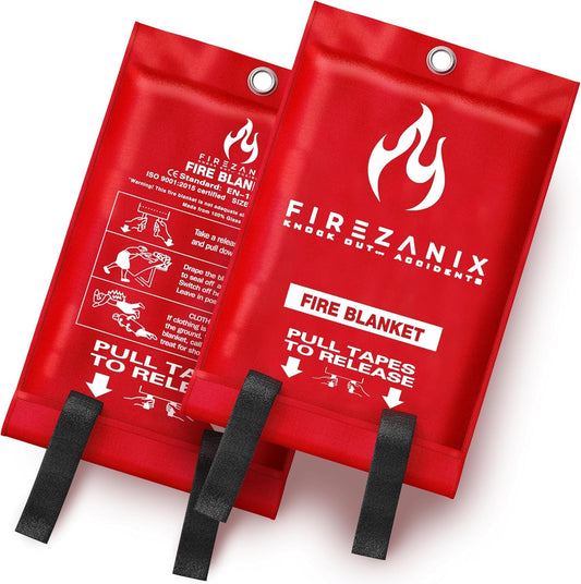 FIREZANIX Emergency Fire Blanket - Fire Suppression Blanket, Fiberglass. Fire Blanket - Emergency Flame Retardant Blanket for Kitchen, Home, and Office. (2 Pack)…