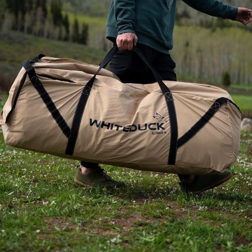 WHITEDUCK Altimus Canvas Tent with Stove Jack, Waterproof, 4 Season Luxury Camping and Glamping Tent Outdoor (Sandstone Beige, Fire Water Repellent, 14')