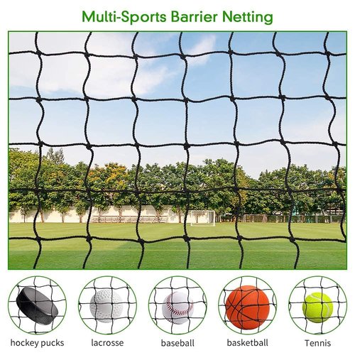 Wiseek 10'x40' Baseball Softball Backstop Nets, Heavy Duty Sports Netting Barrier Net #18 Nylon Baseball Netting Black Net