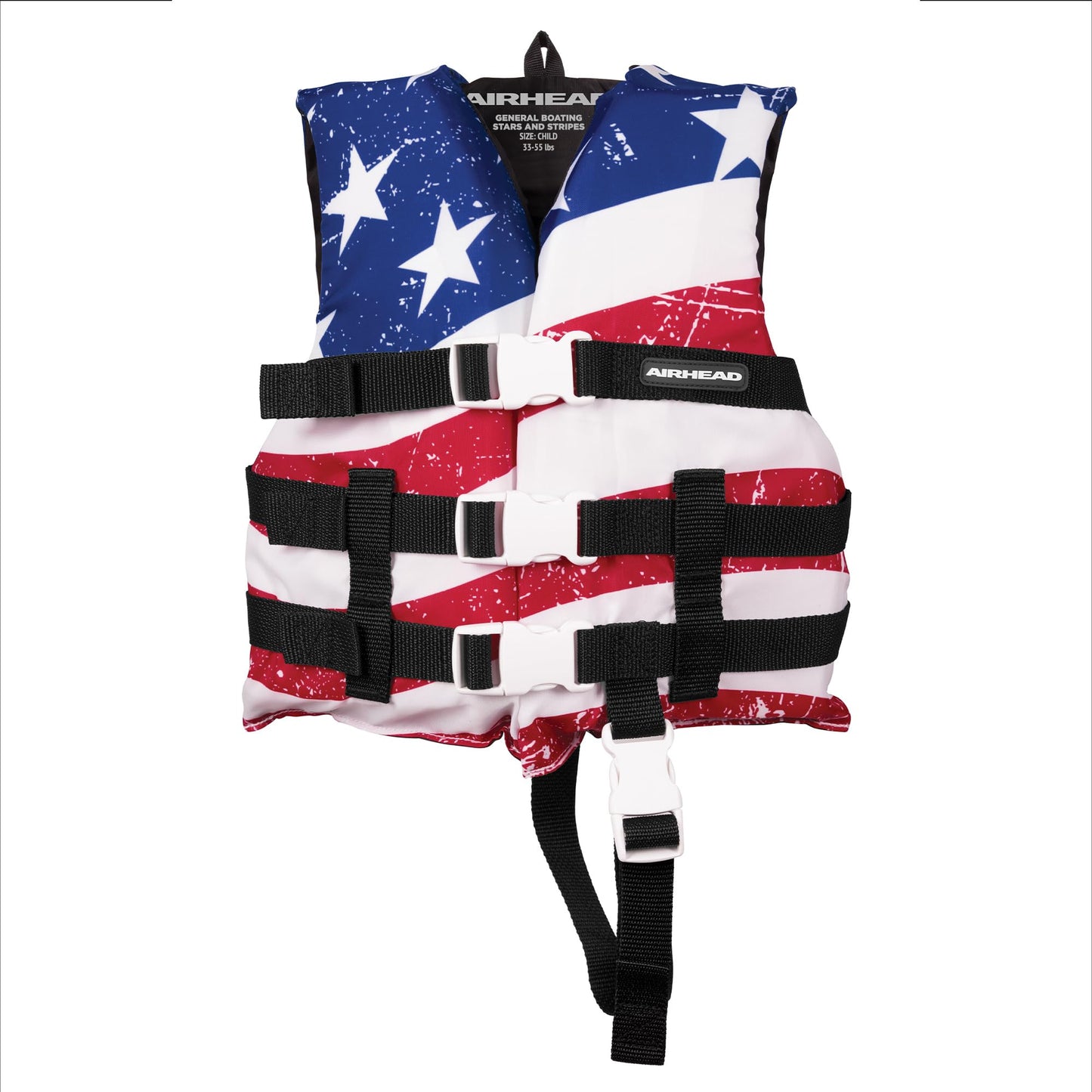 Sportstuff Child Type III Life Jacket | US Coast Guard Approved | Open Sides with 3 Body Belts & Buckles | Quick Dry Fabric, Secure Fit, Comfortable | Stars & Stripes