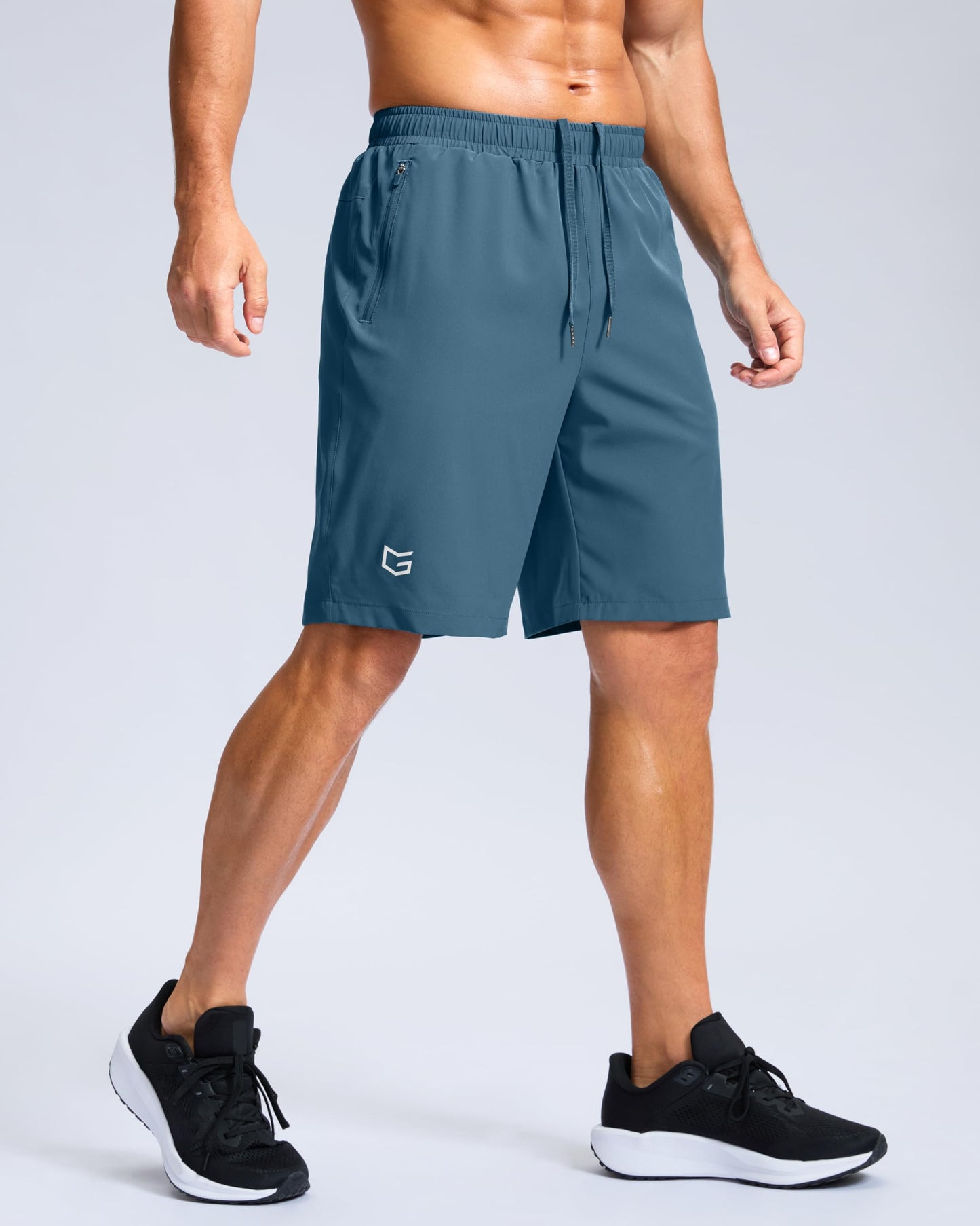 G Gradual Men's Athletic Running Shorts with Zipper Pockets Quick Dry 7"/ 5"/ 9" Workout Gym Shorts for Basketball Hiking(Dusty Blue,9S)
