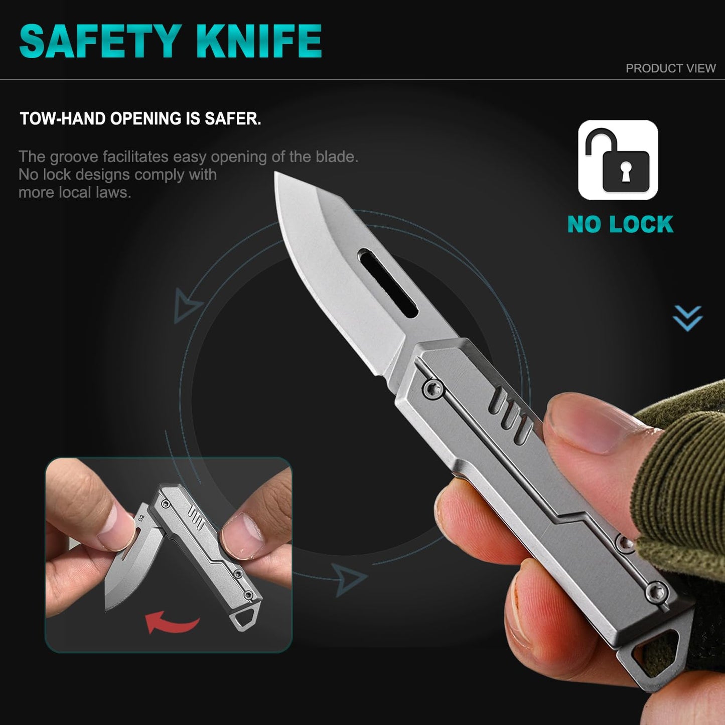 VIFUNCO Keychain Knife, D2 Folding Pocket Knife for Men, CNC Key Knife/Box Cutter Knifes for Women, Small Pocket Knives for EDC, Gifts for Dad husband Him