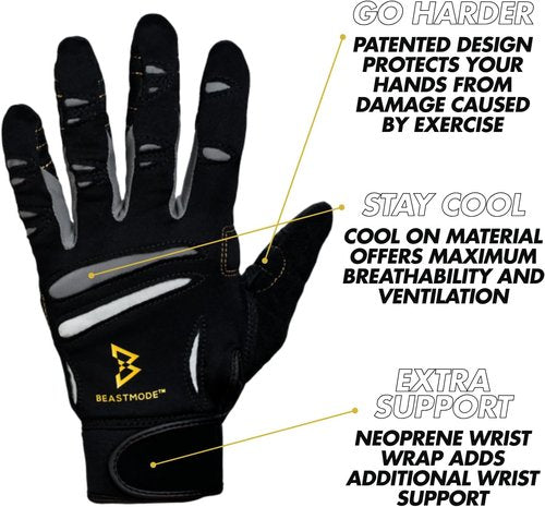 Bionic Men's Beastmode Full Finger Gym Workout Gloves