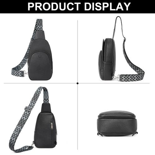 CLUCI Sling Bag - Crossbody Bag for Women's Travel, Black Leather Sling Backpack