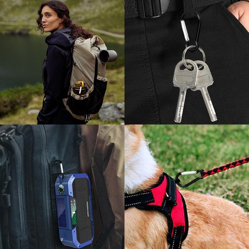 Carabiner Clip Keychain 1.81" Aluminum D-Ring Spring Loaded Gate Small Keychain Carabiners Clip Set for Outdoor Camping Mini Lock Hooks Total 40 Pcs Snap Link Durable Design Carabineer Assorted Black