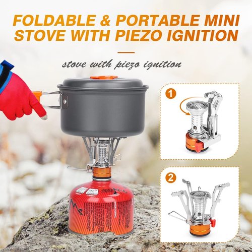 Bisgear 16pcs Camping Cookware Set - Backpacking Stove & Mess Kit - Pots, Pans & Accessories - Survival Gear