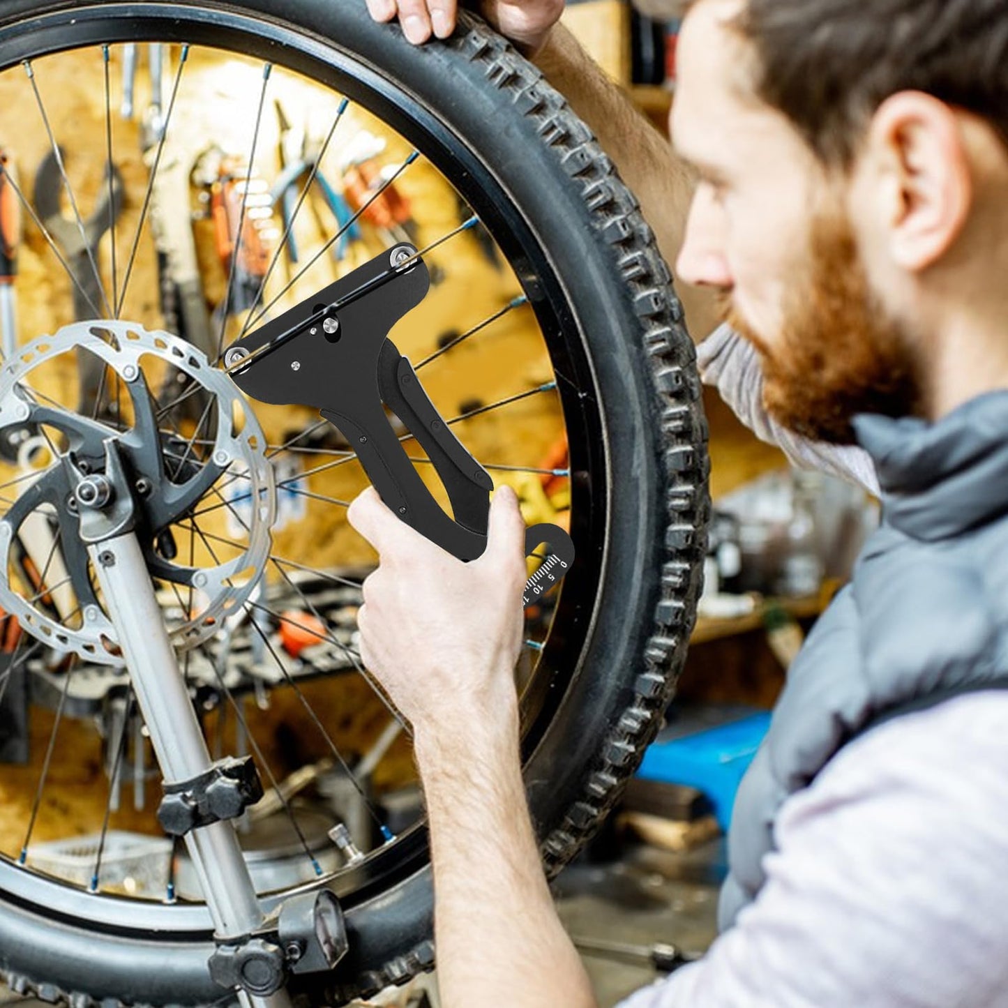 JOJOCY Bike Spoke Tension Meter Spoke Adjustment Wrench Tool 13-Piece Set, Bicycle Tyre Repair Tool Prevent Deformation Spoke Tensiometers Bicycle Rim Truing Tool Y-Shaped Wrench Tire Lever