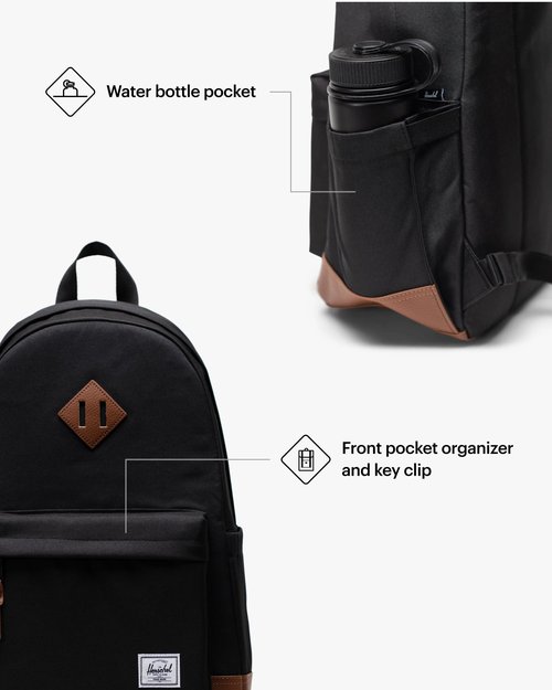 Herschel Supply Co. Heritage Backpack, Black/Tan, Standard-24L