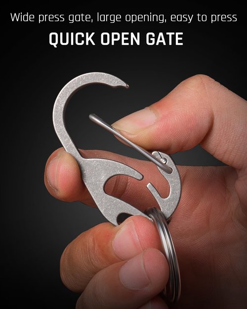 TISUR Titanium Carabiner Keychain Clip, Anti-Lost Key Ring Holder, Heavy Duty Key Chain Bottle Opener for Men Women (Gray(1-Pack))