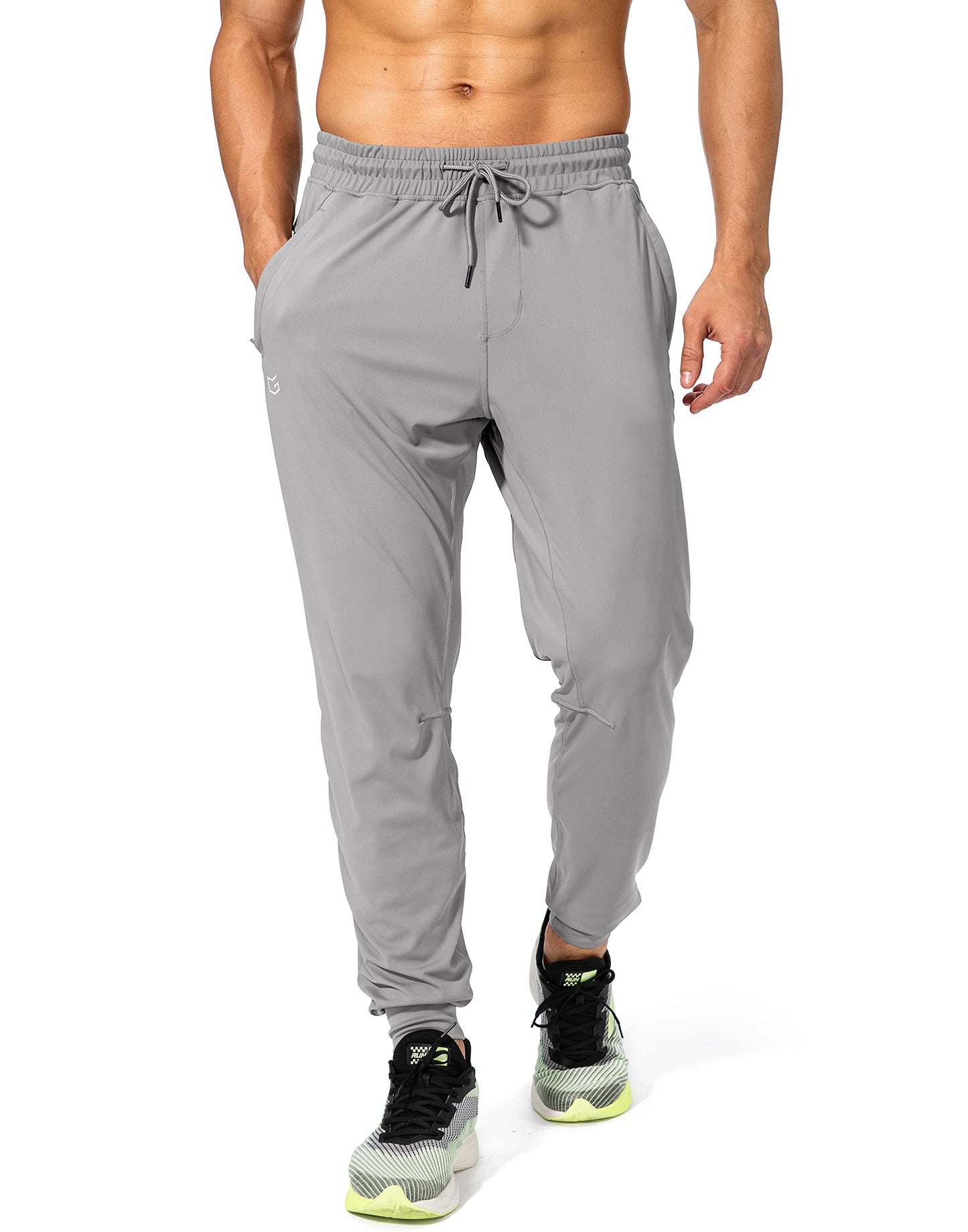 G Gradual Men's Sweatpants with Zipper Pockets Athletic Pants Traning Track Pants Joggers for Men Soccer, Running, Workout(Light Grey,S)