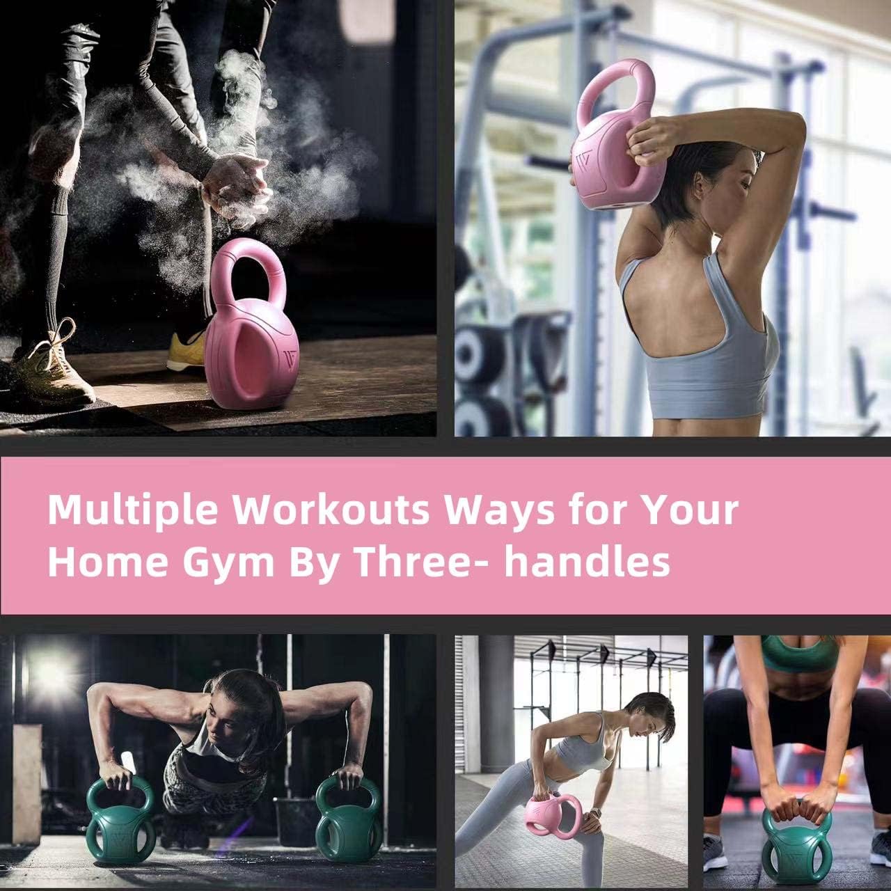 15 lb Kettlebell Weight with Three-handles for Weightlifting, Conditioning and Core Training for Women Men Home Gym [Purple]