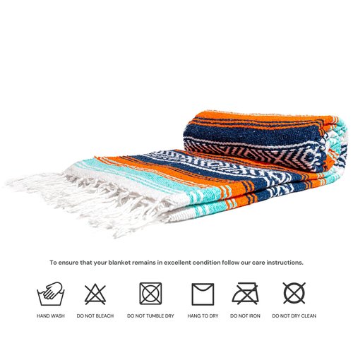 Sierra Baja Mexican Throw - 78'x57', Perfect for Yoga, Outdoors, Heavy & Thick, Orange, 1 Pc