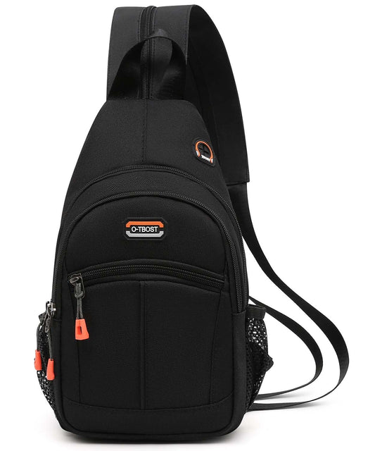 Semikk Small Sling Bag Crossbody Backpack for Men Women Sling Backpack Hiking Daypack Multipurpose Cross Body Chest Bag, Middle Line-Black