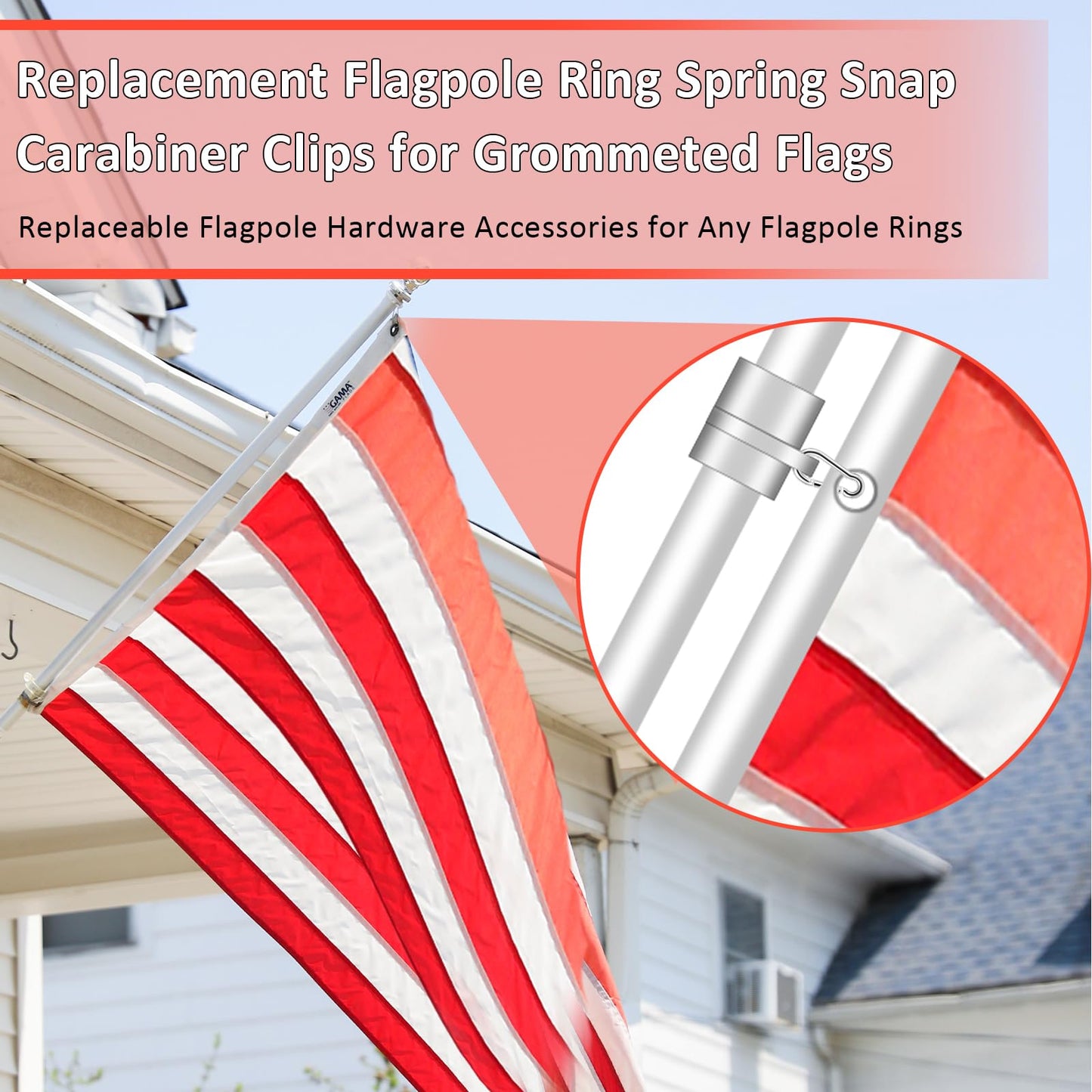 Gjinxi Flag Clips for Flagpole Rope, 4PCs Flag Pole Clips to Hold Flag, Zinc Alloy Swivel Hooks for Outdoor, Carabiner Keychain Clip, Dog Leash Hook, Flagpole Hardware Accessories for Flagpole Rings