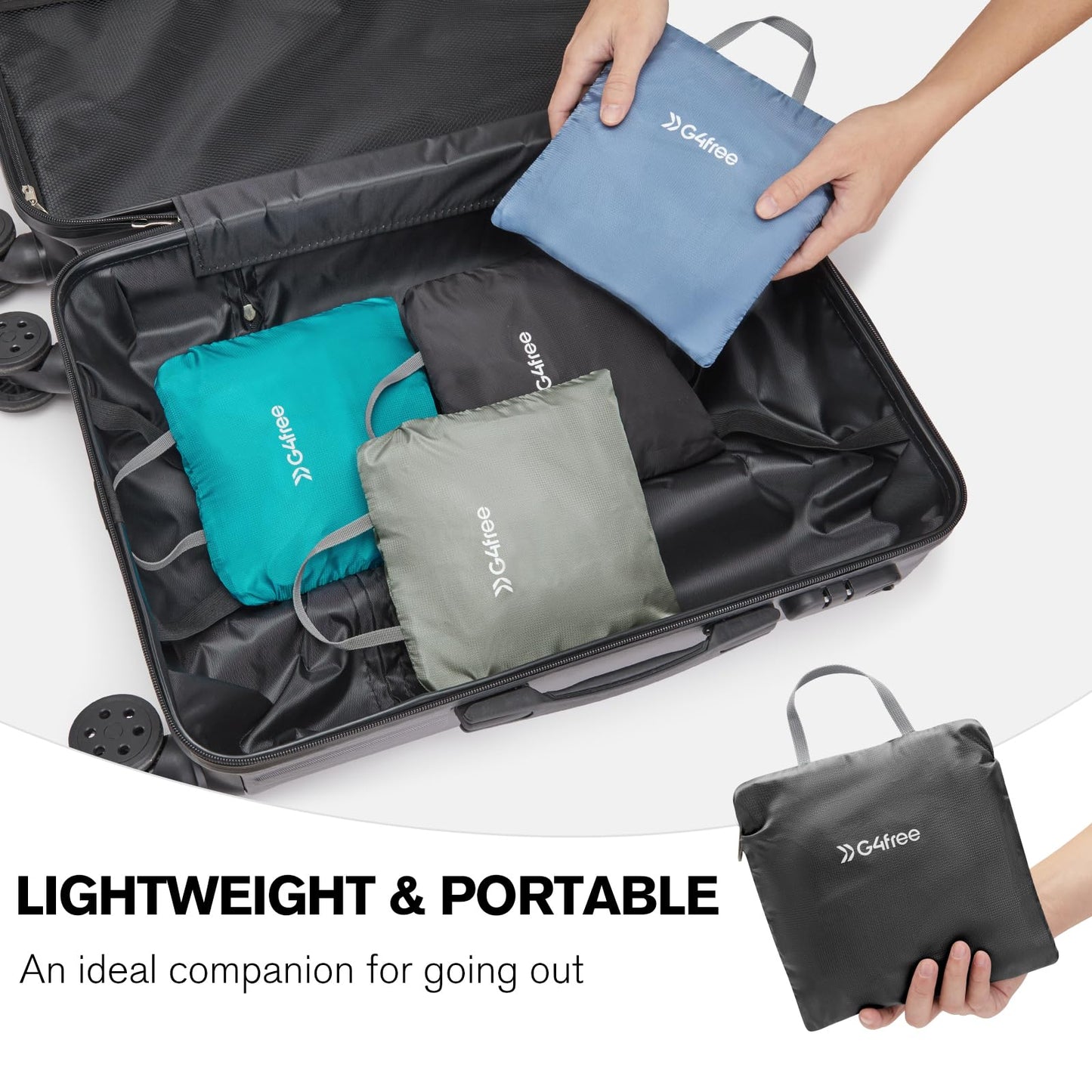 G4Free 25L Lightweight Hiking Backpack Packable Foldable Sport Travel Daypack Water Resistant for Women Men（Black）