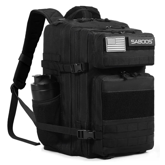 Saboos Tactical Backpack 25L Military Backpacks for Men Gym Backpack Camping Hiking Daily Work Fitness Rucksack Black