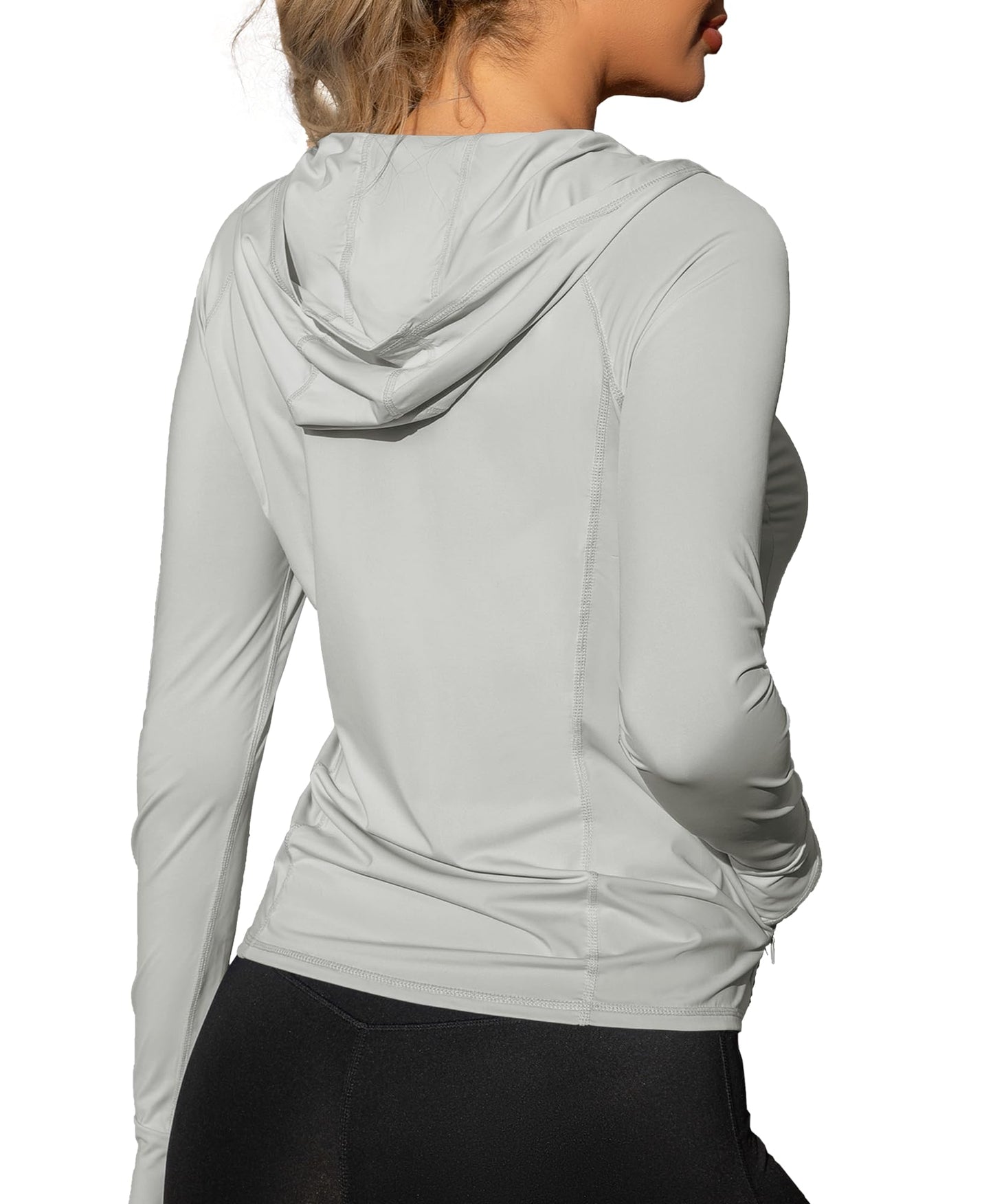 We1Fit Women's Athletic Hoodie Sun Protection Jacket Long Sleeve Sun Shirts Grey