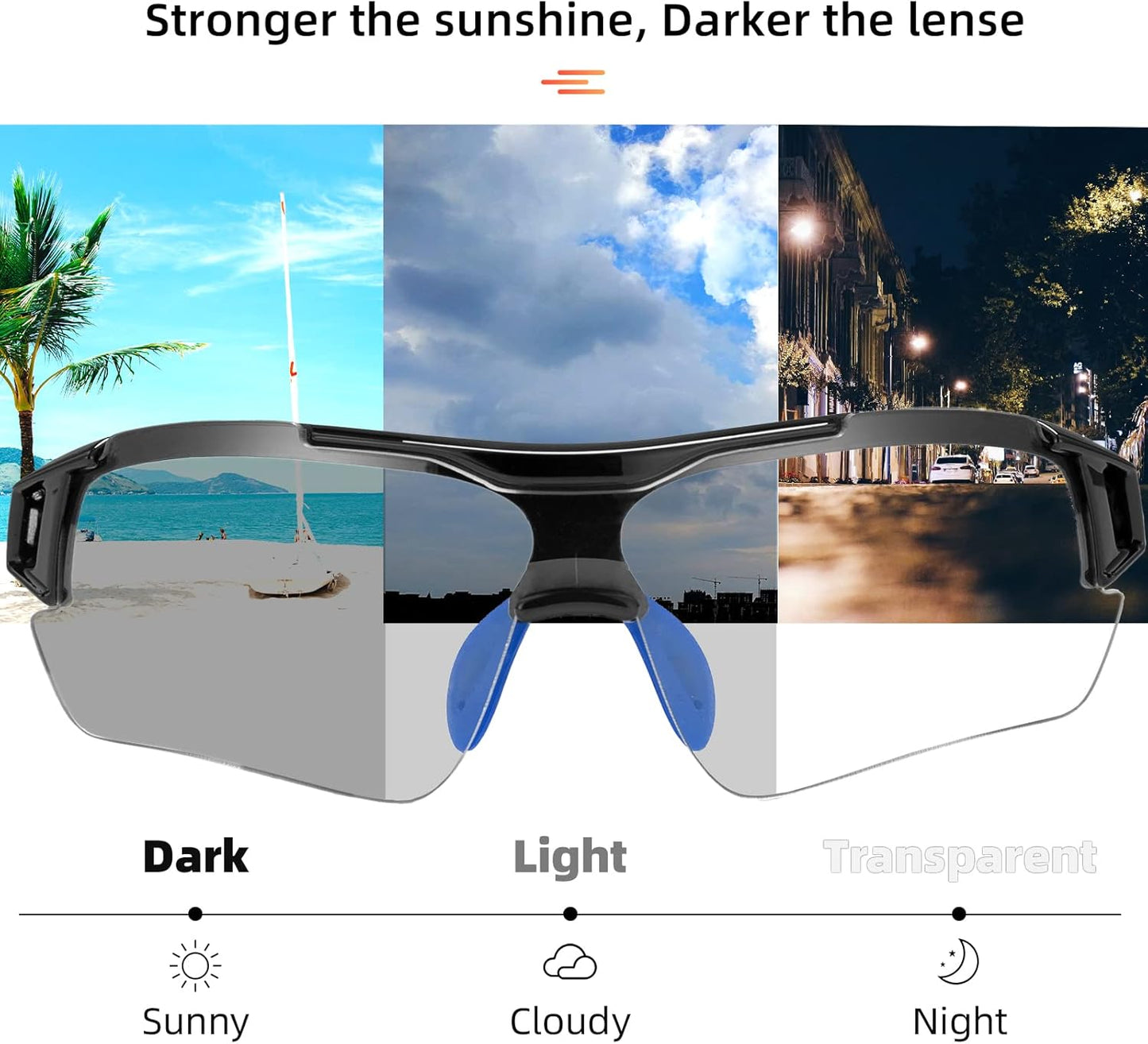 ROCKBROS Photochromic Sunglasses for Men Women Safety Cycling Glasses UV Protection Outdoor Sport Sunglasses