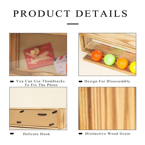 Freezing point Golf Ball Display Case Small Wood Shadow Box Wall Rack Holder Golf Gifts for Kids Womens Mens 6