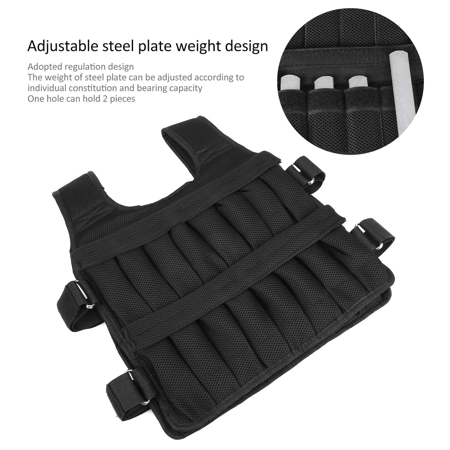 35KG Weighted Vest（Without Weight）, 53x44cm/20.9x17.3in Strength Training Fitness Sandbag Adjustable Sports Running Mesh Vest for Men Women