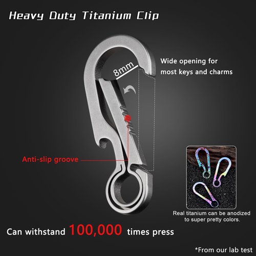 PJYTAC Titanium Carabiner Clip Small Hook EDC Small Heavy Duty Keychain Clips Anti-Lost Quick Release Key Chain for Keys Bottle Opener Keychains