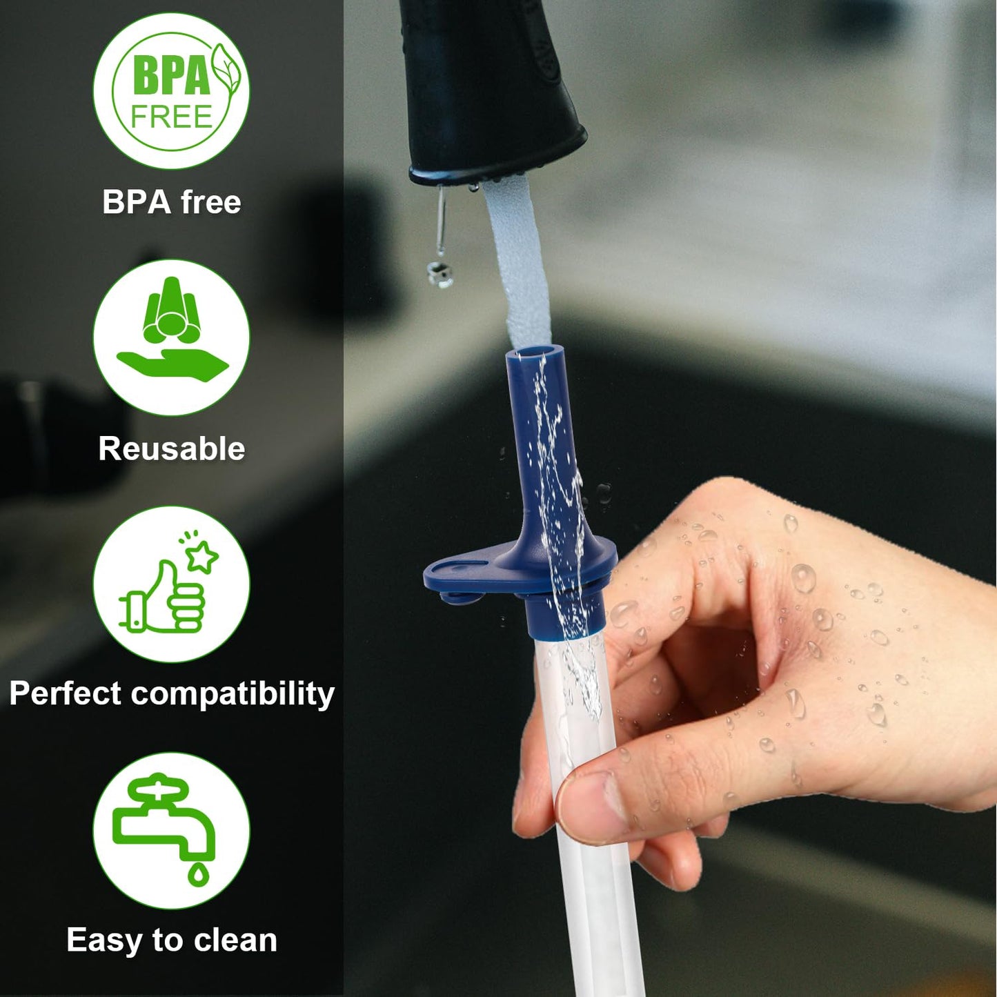 3pcs Replacement Straws with Bite Valve for Zak Designs Kelso Kids 15oz, BPA Free Reliable Straw Cup Accessories with Zak Designs and Reusable Gaskets Brush for Water Bottles (Deep Blue)