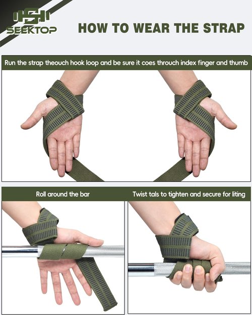 Seektop Wrist Straps for Weightlifting - 25'' Gym Lifting Straps with Breathable & Anti-Slip Suture, Safty Wrist Wraps for Workouts, Bodybuilding, Powerlifting, Strength Training, Men & Women(1 pair)