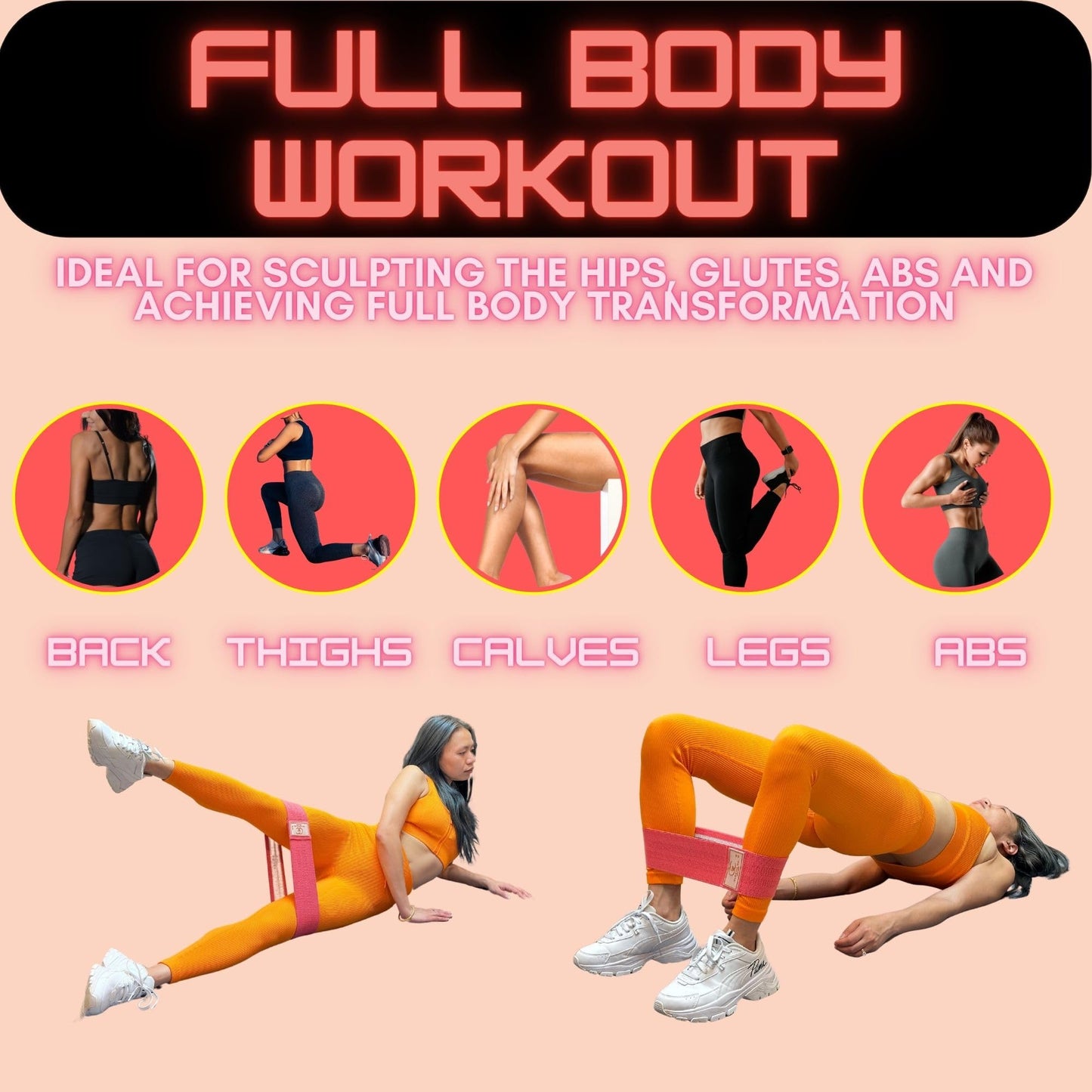 Fabric Resistance Bands for Working Out - Unbreakable Booty Bands Set - Exercise Bands for Resistance, Yoga, Pilates, Rehab and Home Workouts - Leg Workout for Women and Men