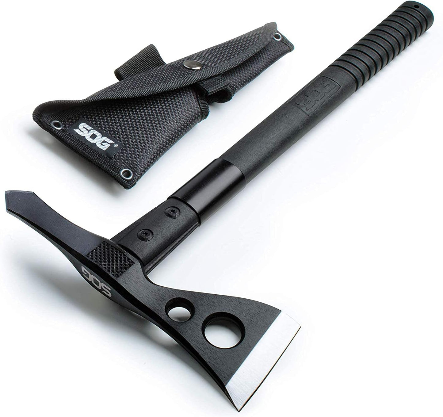 SOG Survival Hawk - Specialty Outdoor Tactical Hatchet, Fire Starter, Nail Puller, Hammer, Multi-Purpose Blade with Reflective Paracord Wrapped Handle (SK1001-CP),Black